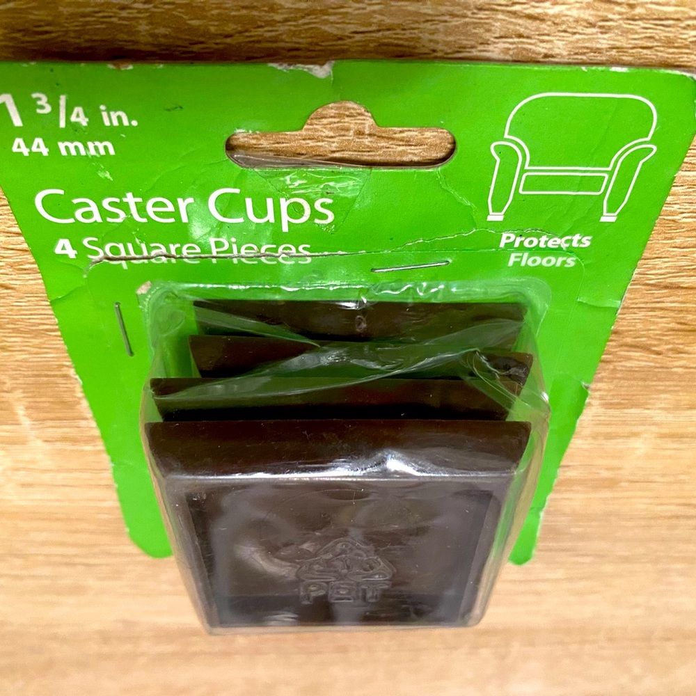 Waxman 1-3/4" Brown Caster Cups Set of 4 Furniture Sliders -Open Box Excellent C